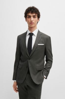 Veste Slim en laine vierge et en lin, Chaux