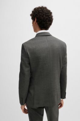 Veste Slim en laine vierge et en lin, Chaux