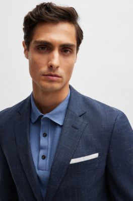 Slim-fit jacket virgin wool and linen