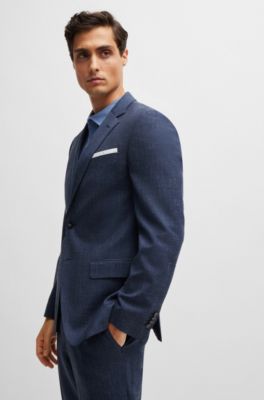 Slim-fit jacket virgin wool and linen