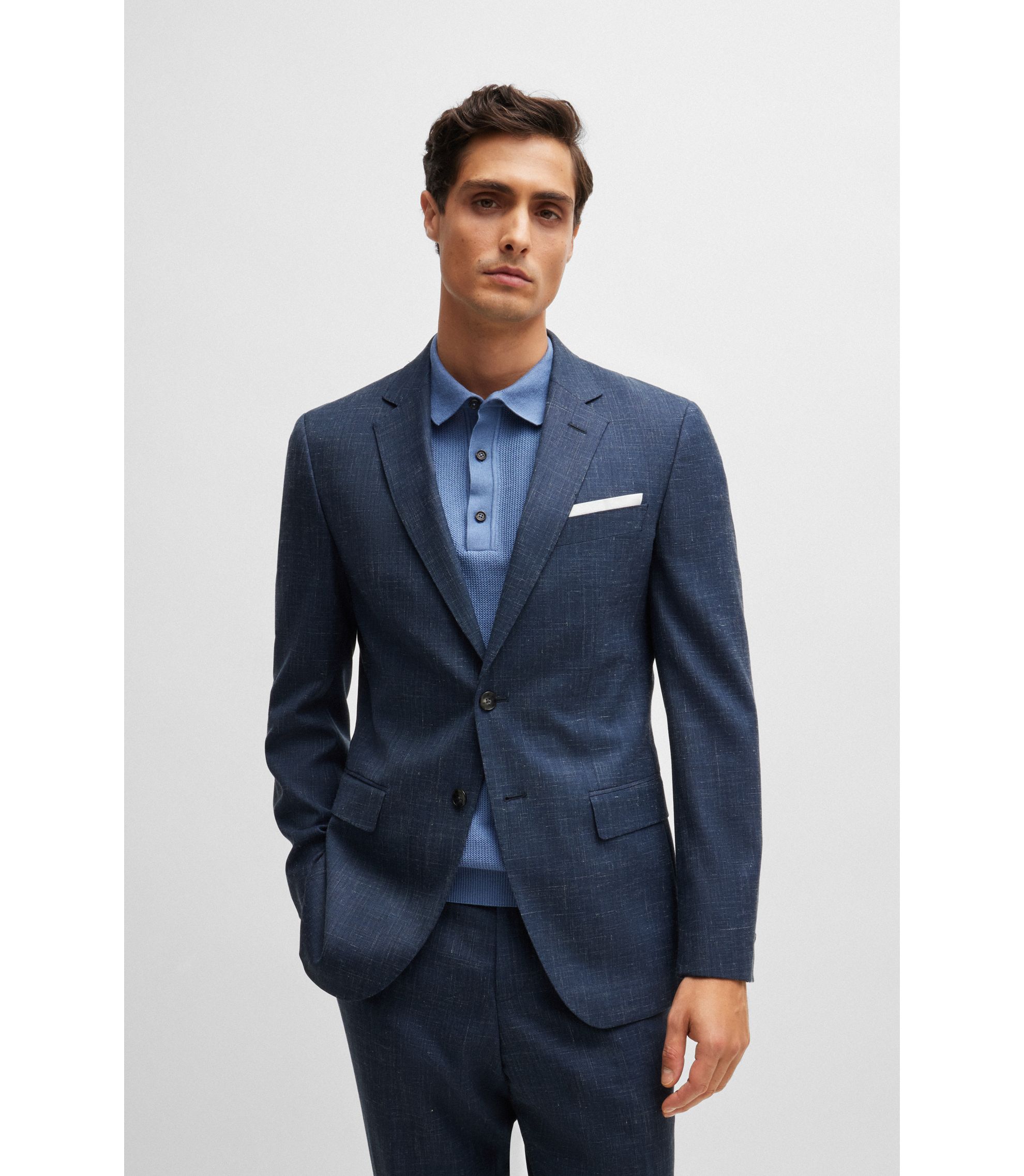 HUGO BOSS　極美品　イタリア製　ワッフル　テーラードジャケット　ネイビー hbna50521645_412_350?wid=1980&