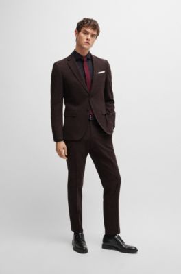 Chaqueta slim fit en lana virgen y lino, Rojo claro