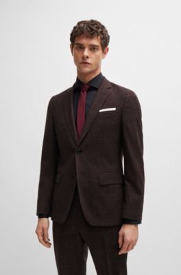 Slim-fit jacket in virgin wool and linen, Light Red
