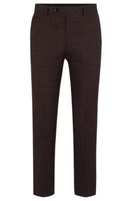 Shop Hugo Boss Slim-fit Trousers In Wool And Linen In Light Red