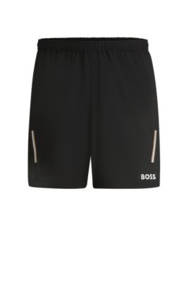 Hugo Boss Boss X Matteo Berrettini Water-repellent Shorts With Logo Print In Black