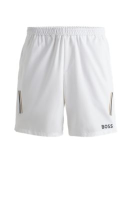 Hugo Boss Boss X Matteo Berrettini Water-repellent Shorts With Logo Print In White