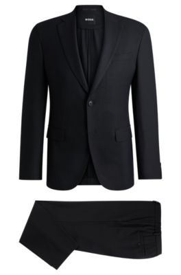Hugo Boss Boss Notched Lapel Padded Shoulder Jacket With Eyelet Design In Black
