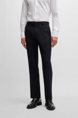 Traje slim fit de tejido t&eacute;cnico con microestampado, Negro