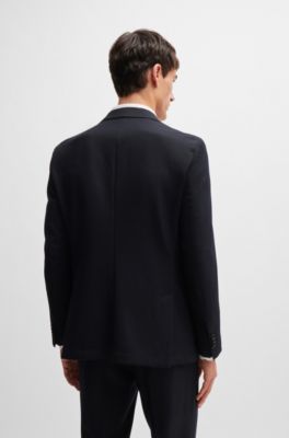 Traje slim fit de tejido t&eacute;cnico con microestampado, Negro