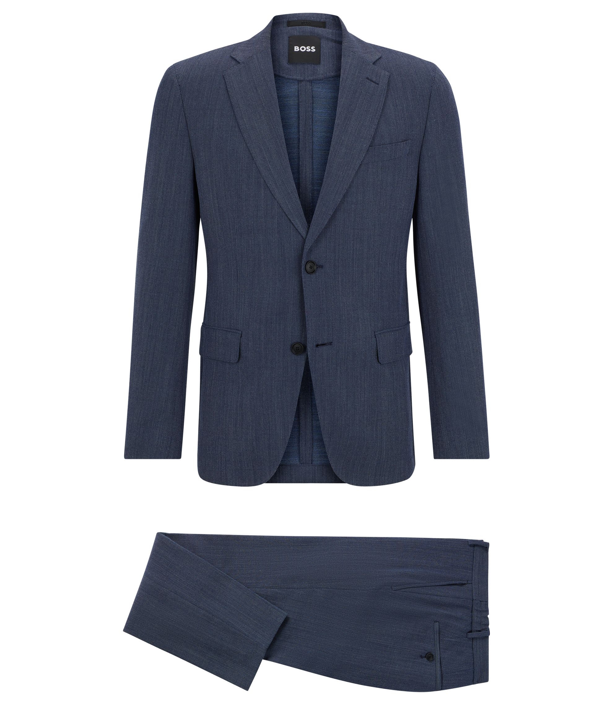 【値下げ中】BOSS ネイビー ビジネススーツ slim fit 50 BOSS - Patterned slim-fit suit in stretch wool - Dark Blue