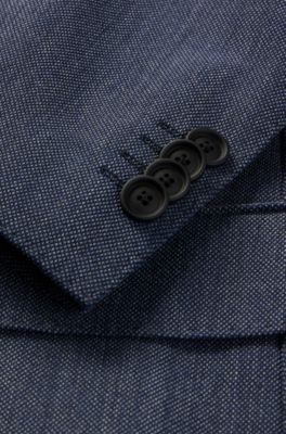 Slim-fit suit in micro-patterned performance fabric, Dark Blue