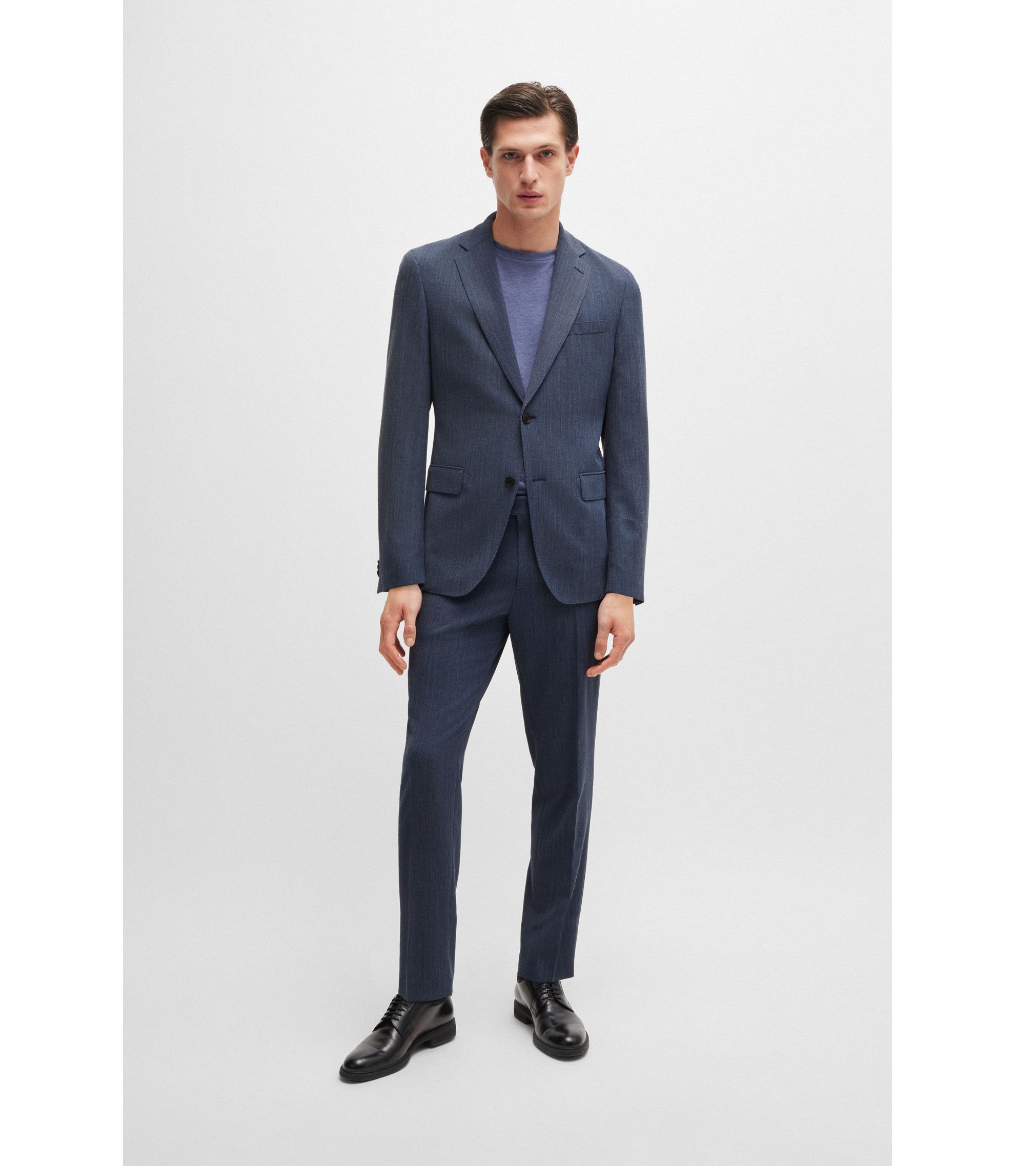 【値下げ中】BOSS ネイビー ビジネススーツ slim fit 50 BOSS - Patterned slim-fit suit in stretch wool - Dark Blue