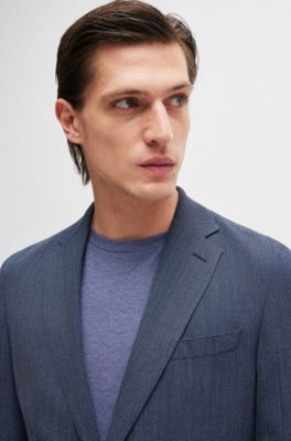 Slim-fit suit in micro-patterned performance fabric, Dark Blue