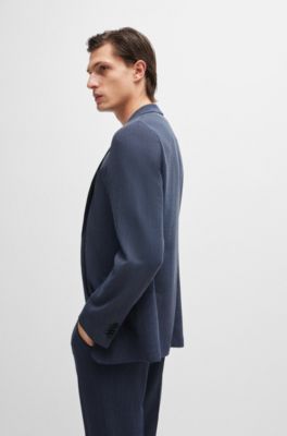 Slim-fit suit in micro-patterned performance fabric, Dark Blue