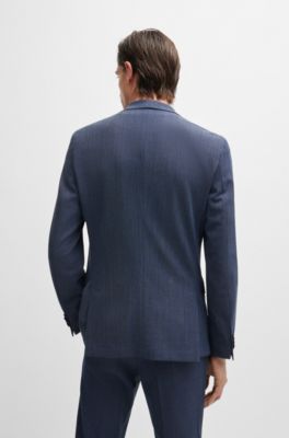 Slim-fit suit in micro-patterned performance fabric, Dark Blue