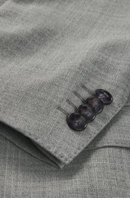 Traje slim fit de pa&ntilde;o el&aacute;stico con estampado, Plata