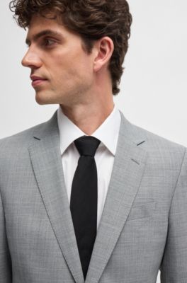 Traje slim fit de pa&ntilde;o el&aacute;stico con estampado, Plata