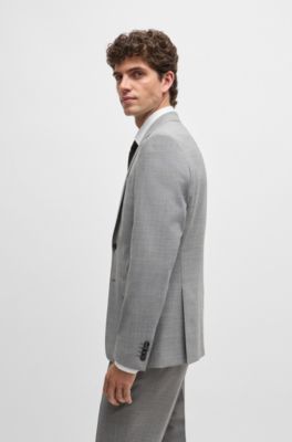 Traje slim fit de pa&ntilde;o el&aacute;stico con estampado, Plata