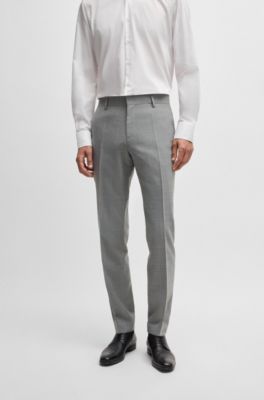 Traje slim fit de pa&ntilde;o el&aacute;stico con estampado, Plata