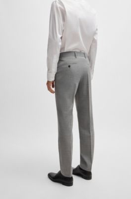 Traje slim fit de pa&ntilde;o el&aacute;stico con estampado, Plata