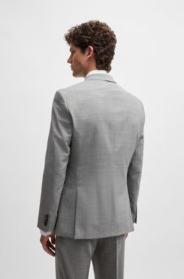 Traje slim fit de pa&ntilde;o el&aacute;stico con estampado, Plata