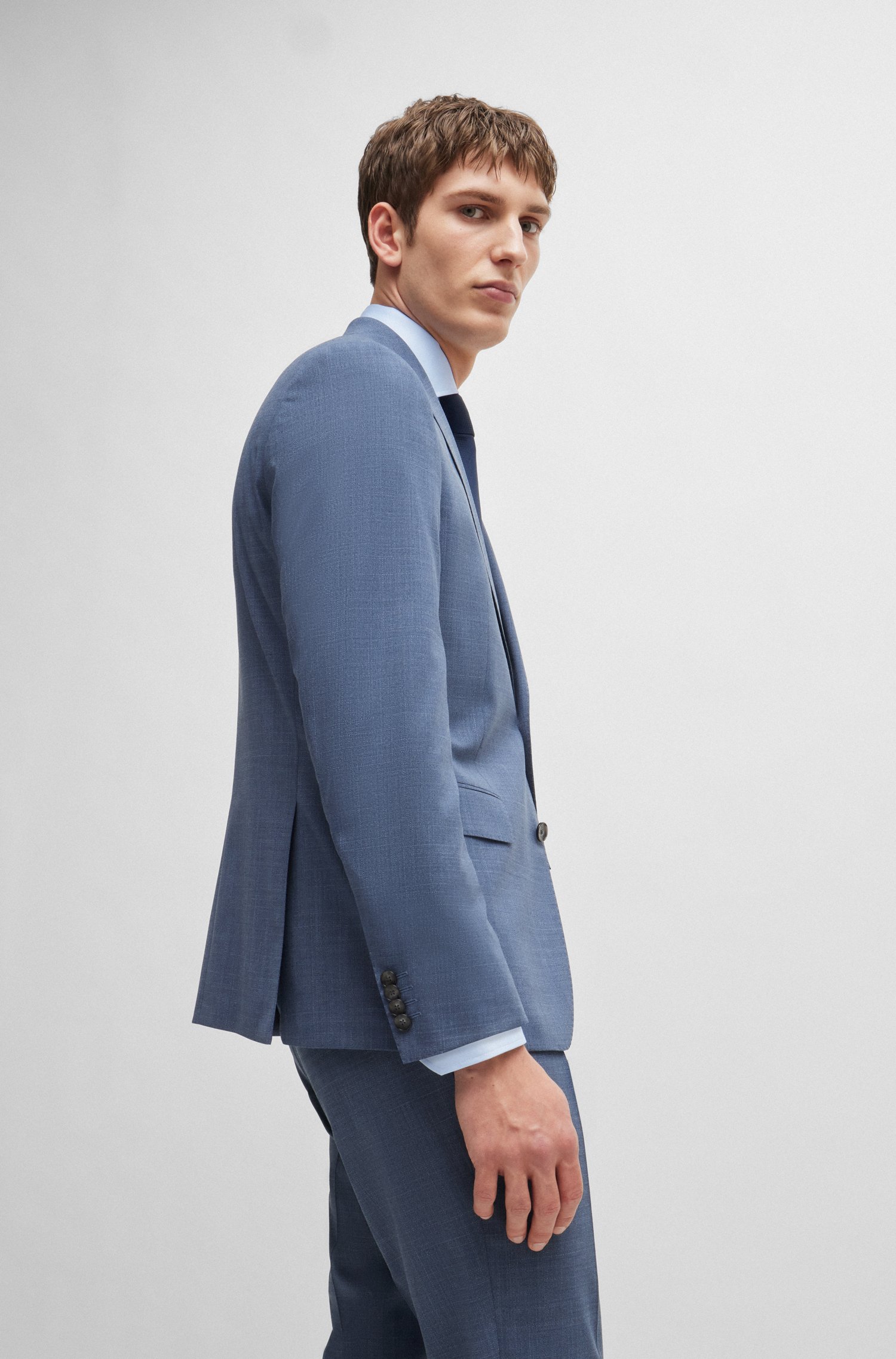 Slim-fit suit patterned stretch cloth