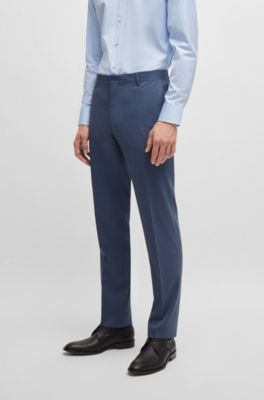 Traje slim fit de pa&ntilde;o el&aacute;stico con estampado, Azul oscuro