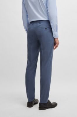 Traje slim fit de pa&ntilde;o el&aacute;stico con estampado, Azul oscuro