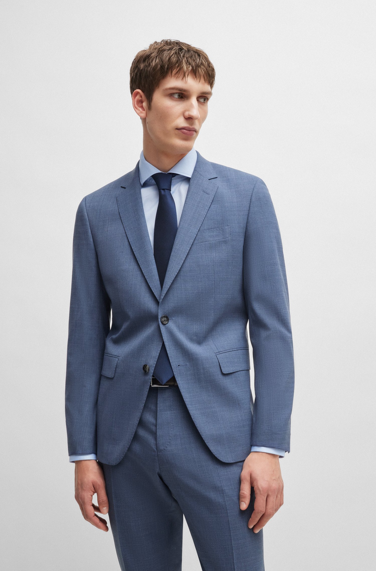 Slim-fit suit patterned stretch cloth