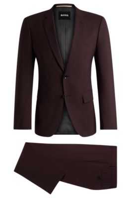 BOSS - Slim-fit suit in patterned stretch cloth