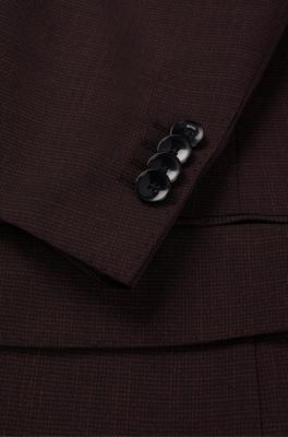 Traje slim fit de pa&ntilde;o el&aacute;stico con estampado, Rojo claro