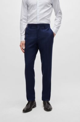 Slim-fit suit in patterned stretch wool, Dark Blue