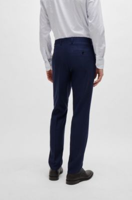 Slim-fit suit in patterned stretch wool, Dark Blue