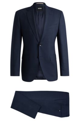 Hugo Boss Boss Notched Lapel Padded Shoulder Jacket With Eyelet Design In Dark Blue