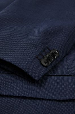 Regular-fit suit in micro-patterned stretch fabric, Dark Blue