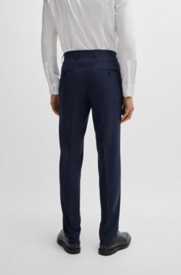 Regular-fit suit in micro-patterned stretch fabric, Dark Blue