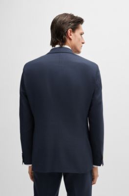 Regular-fit suit in micro-patterned stretch fabric, Dark Blue