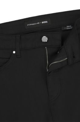 Porsche x BOSS tapered-fit jeans in black performance denim, Black
