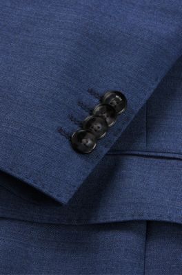 BOSS - Regular-fit three-piece suit in melange virgin wool - Dark Blue