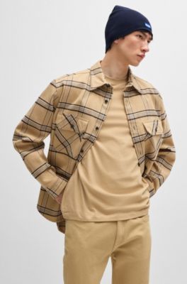 Gorro de punto de algod&oacute;n con etiqueta con logo azul, Azul oscuro