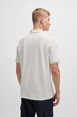 BOSS - Cotton-piqué polo shirt with camouflage-print trims - White