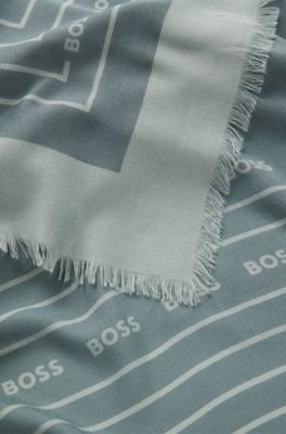 Bufanda de voile con logo estampado, Azul