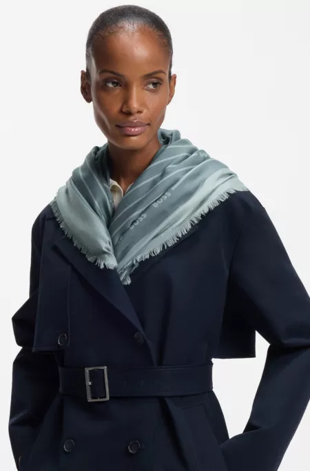 Logo-print scarf in voile