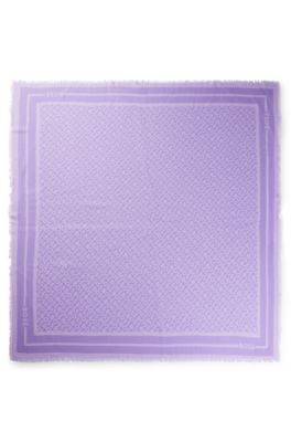 Logo-print scarf in voile, Light Purple