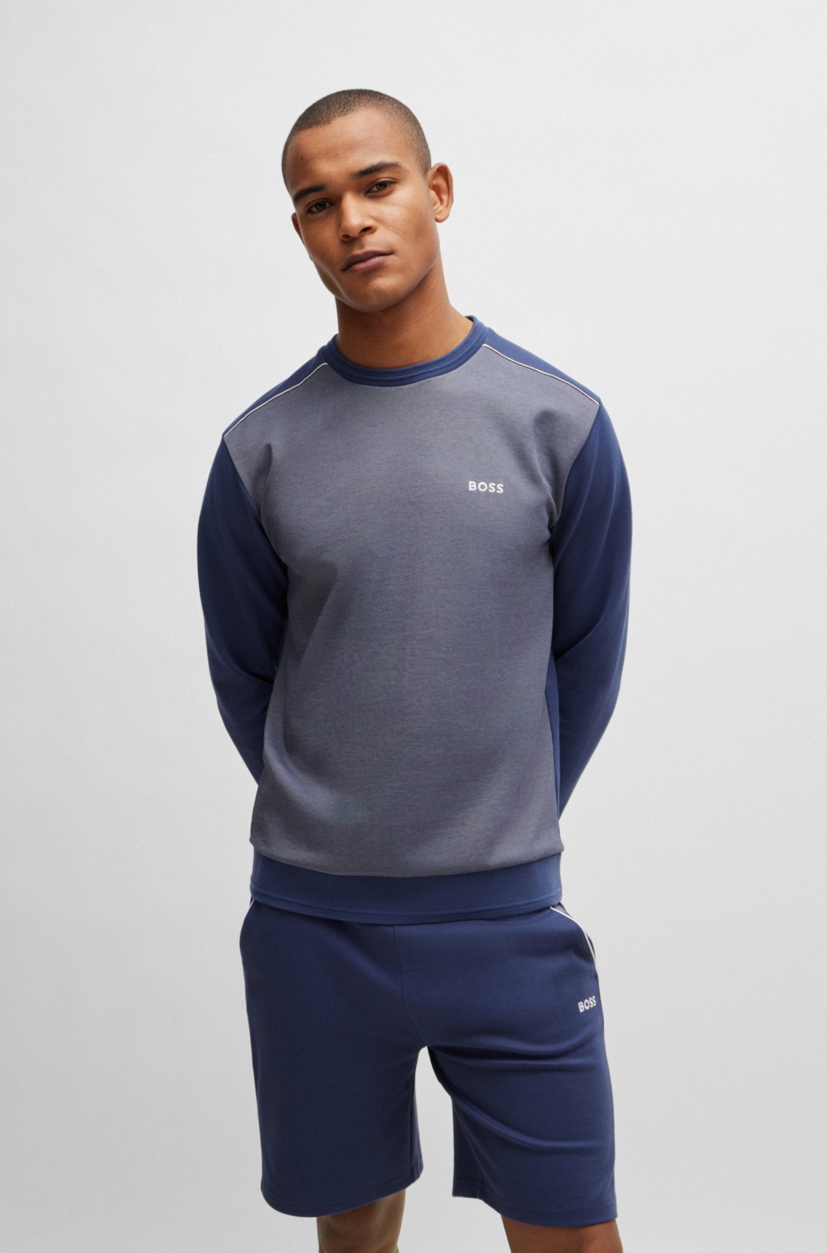 BOSS - Regular-fit sweatshirt with jacquard structure - Dark BOSS - Regular-fit sweatshirt with jacquard structure - Dark
