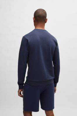Sudadera regular fit de algod&oacute;n con estructura de jacquard, Azul oscuro