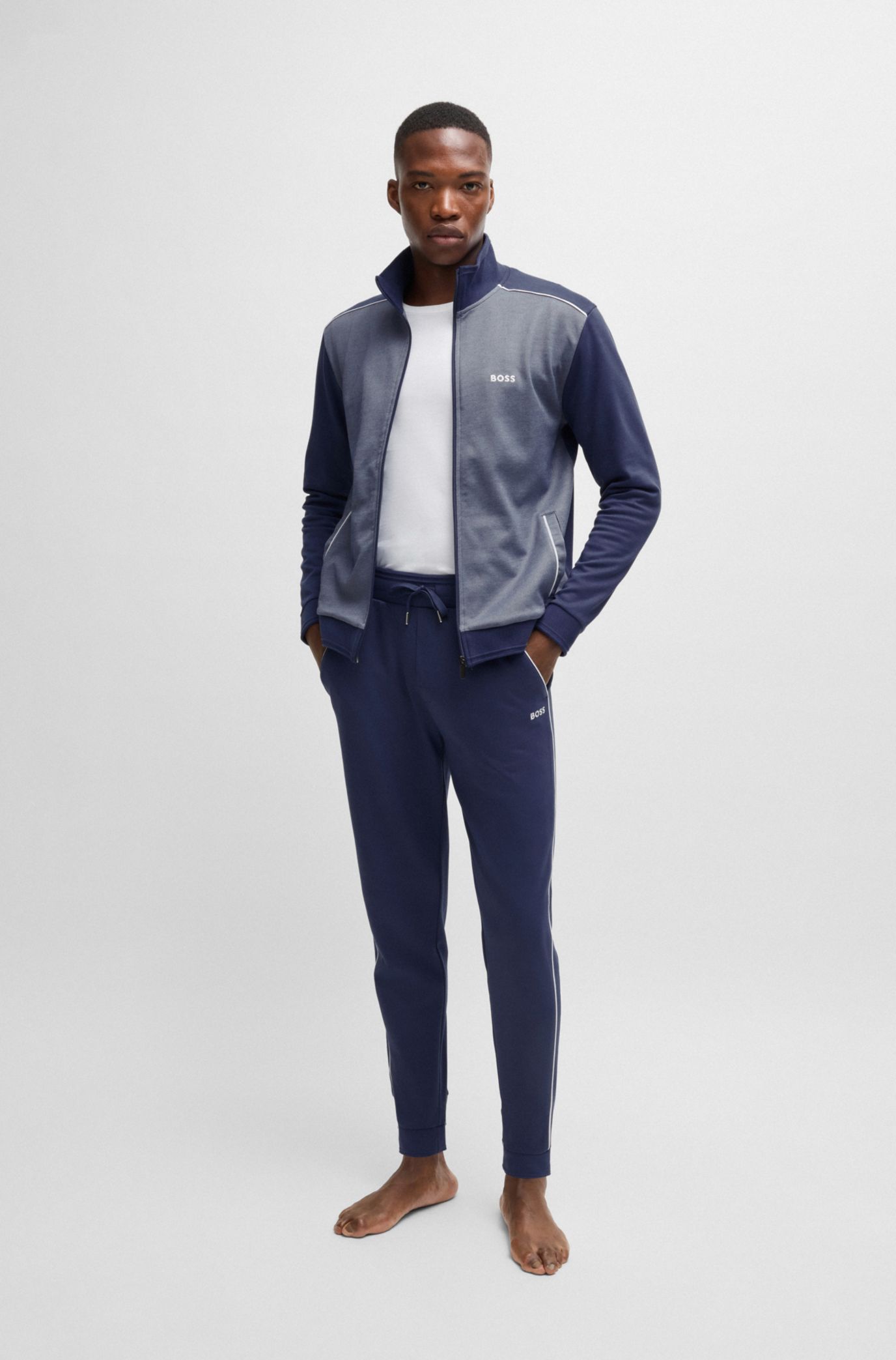 BOSS - Zip-up jacket with embroidered logo - Dark Blue BOSS - Zip-up jacket with embroidered logo - Dark Blue