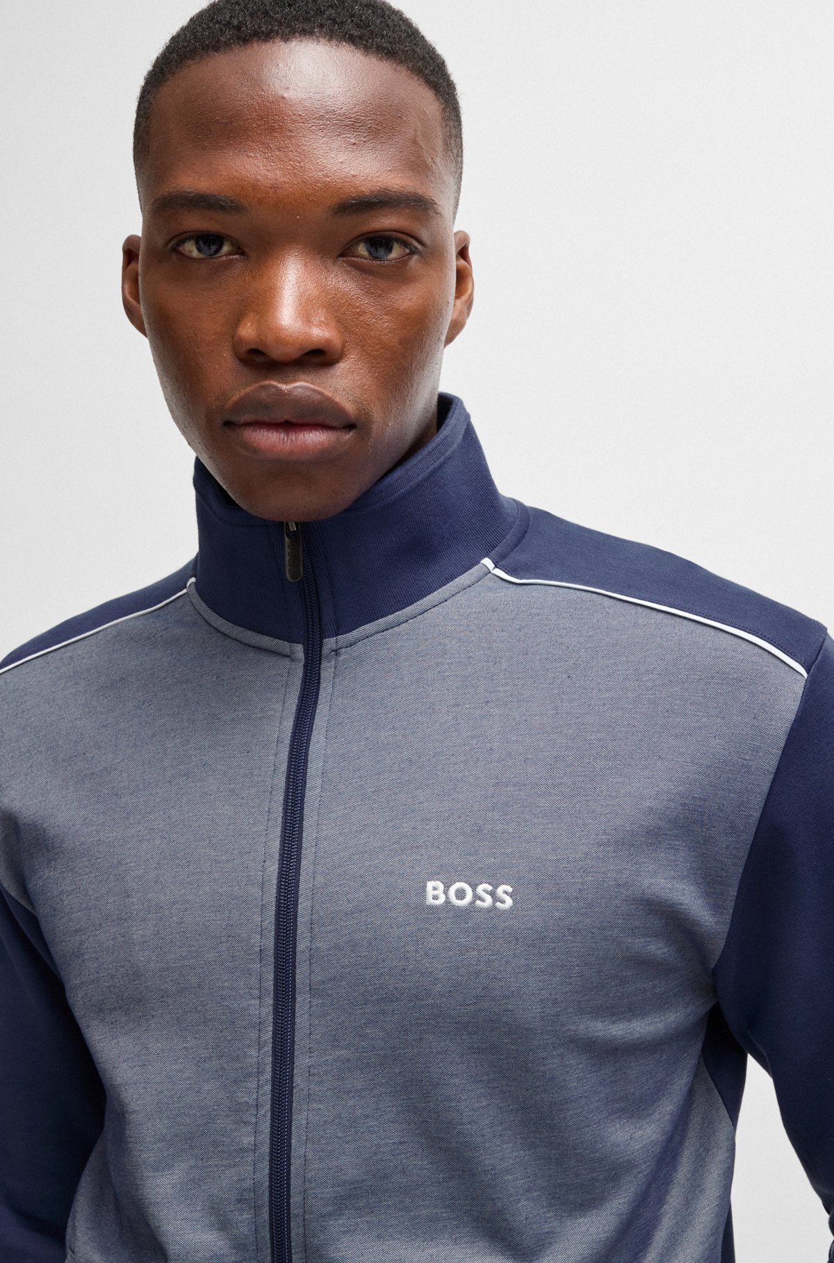 BOSS - Zip-up jacket with embroidered logo - Dark Blue BOSS - Zip-up jacket with embroidered logo - Dark Blue