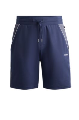 Hugo Boss Shorts With Embroidered Logo And Contrast Piping In Dark Blue