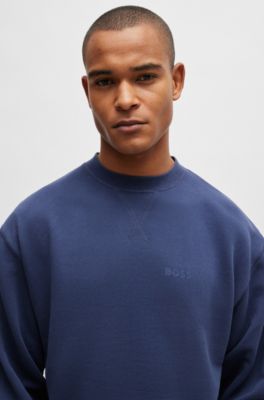 Cotton-terry relaxed-fit sweatshirt with flocked logo